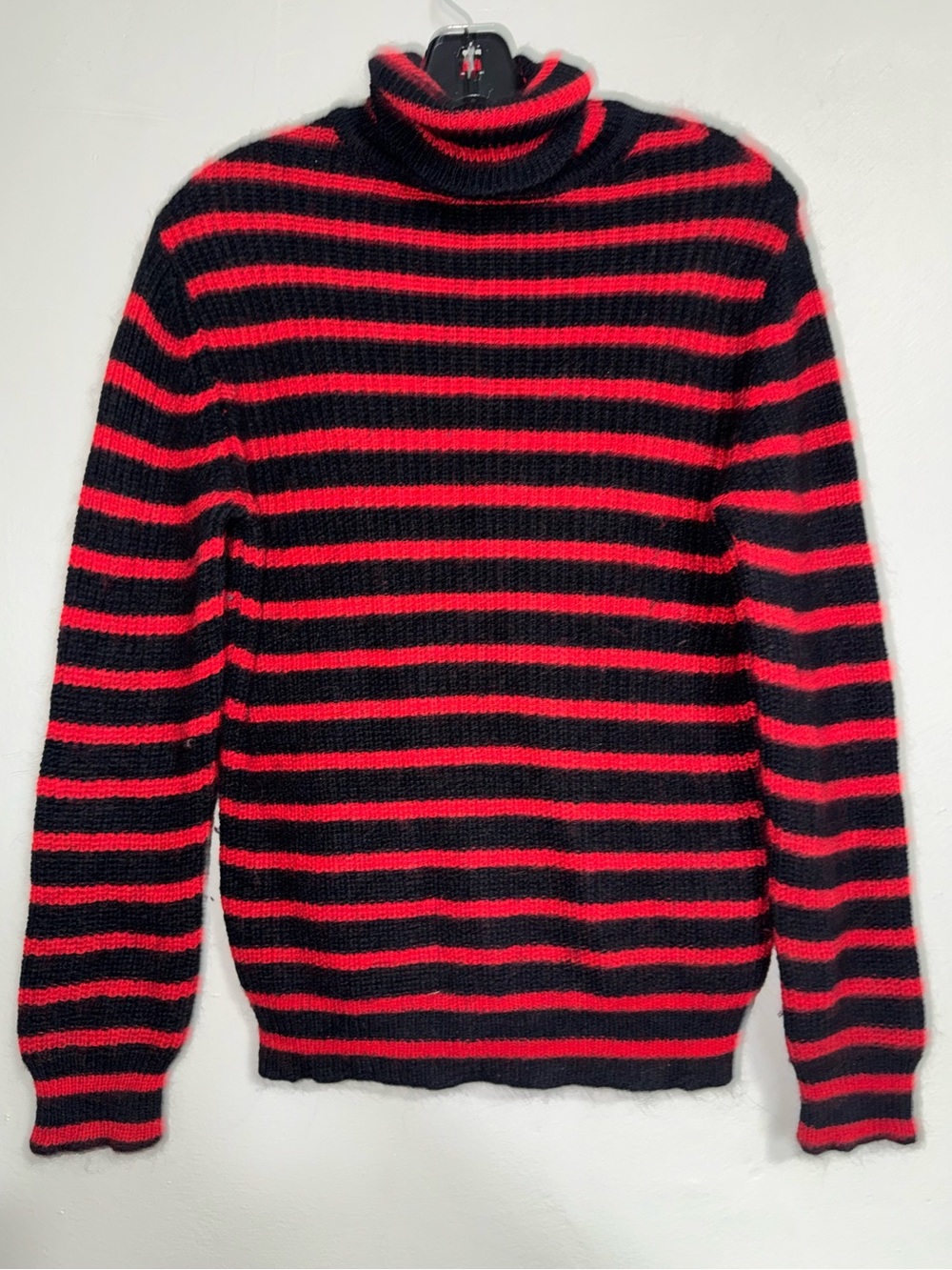 IRO Red and Black Striped Turtleneck Sweater